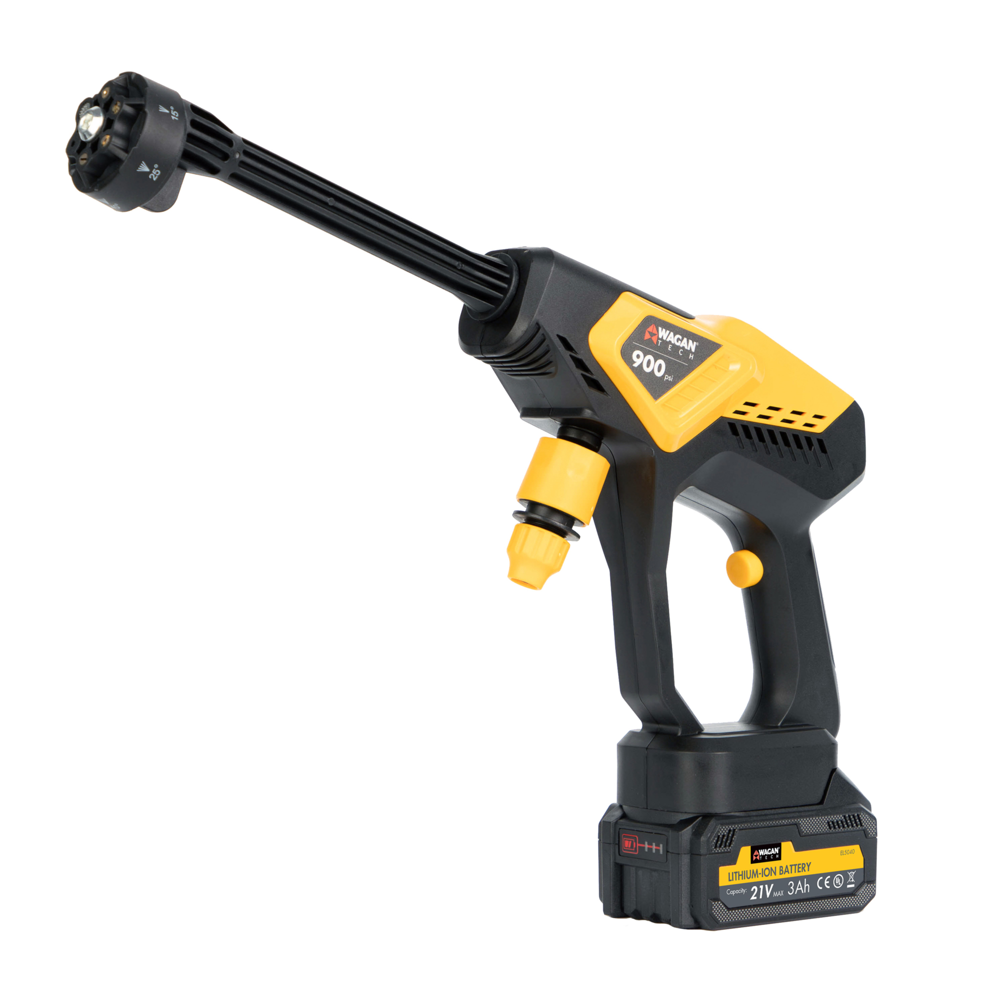 Wagan Tech Cordless Power Washer — 900 PSI, 6-in-1 Adjustable Spray Nozzle, Model# EL6312